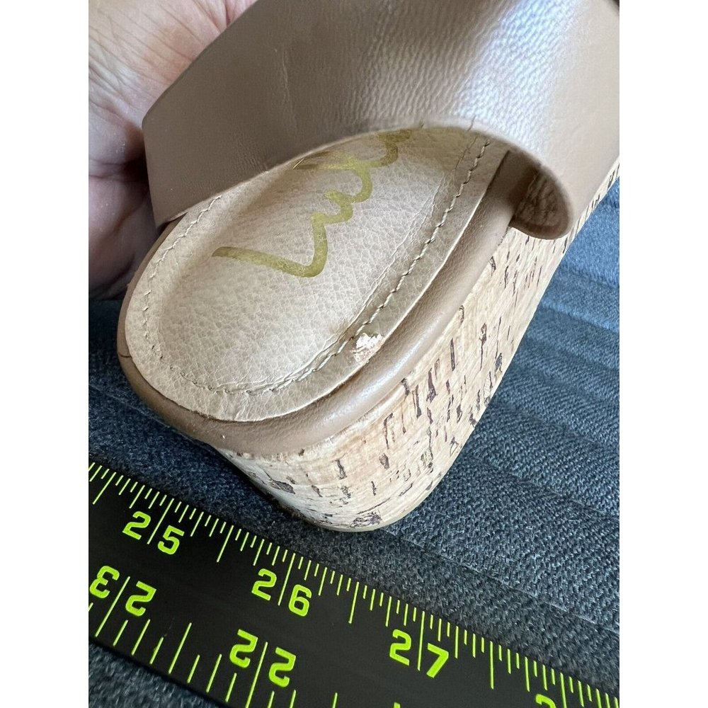 Lulus Platform Cork Wedge Strap Tan Ankle Strap Sandal Womens Size 7 - Picture 9 of 11